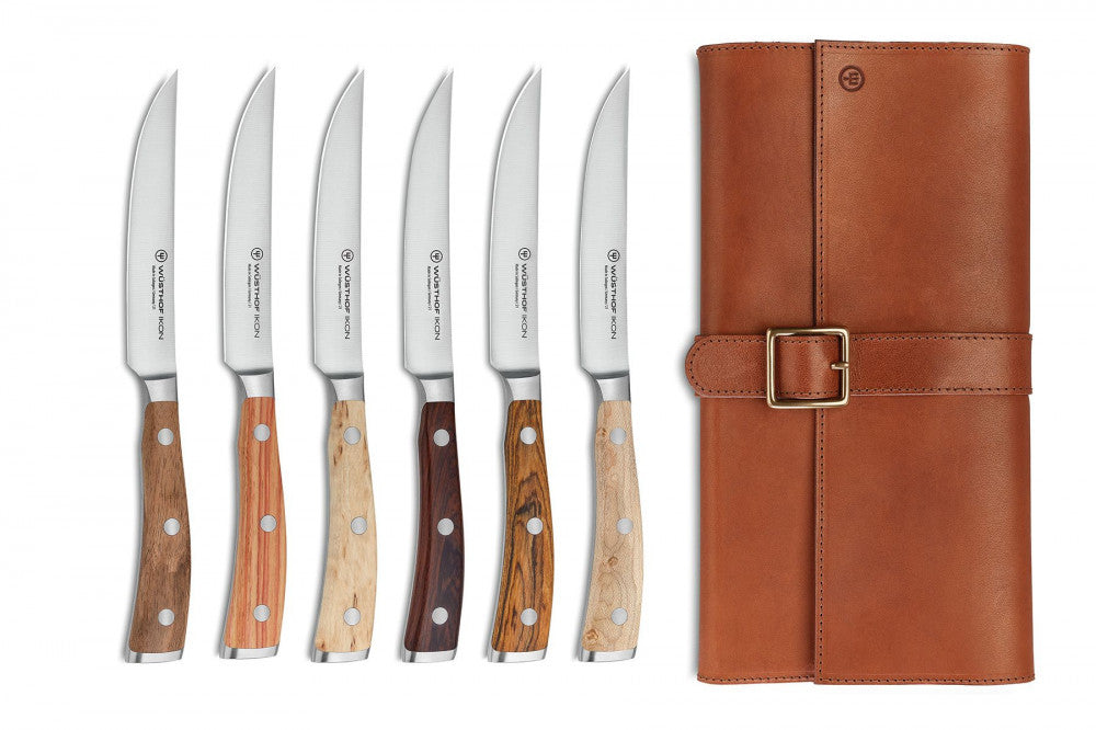 Ikon Steak Knife Set 6 Pieces in Leather Case