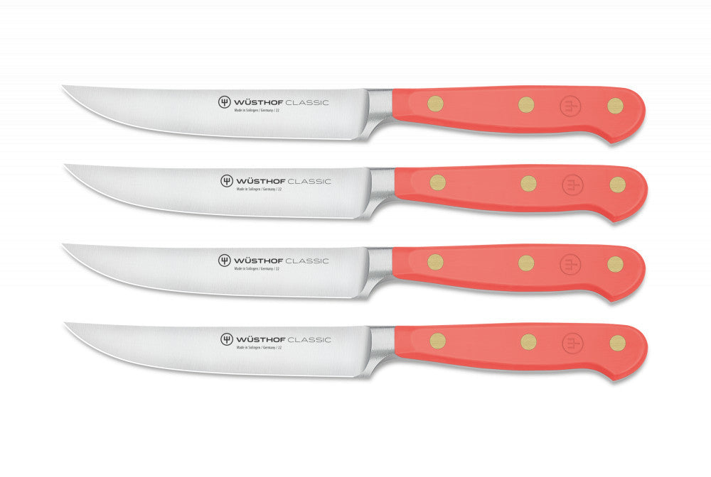 Classic Colour Steak Knife Set 4 Pieces Coral Peach